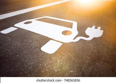 Parking symbol for electric cars being charged