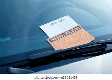 Parking violation ticket fine on the windshield