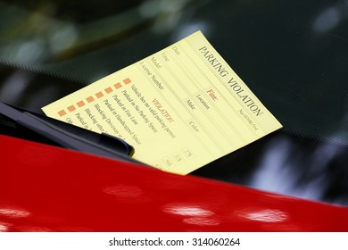 Parking Violation Ticket On Car Windscreen