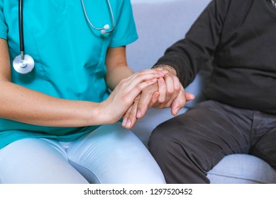 Parkinson disease patient, Alzheimer elderly senior, Arthritis person's hand in support of nursing family caregiver care for disability awareness day, National care givers month, aging society concept