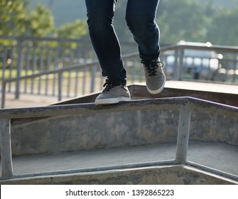 Parkour Jumping On Steel Pipe With Balance