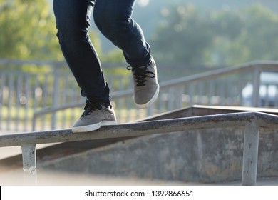 Parkour Jumping On Steel Pipe With Balance