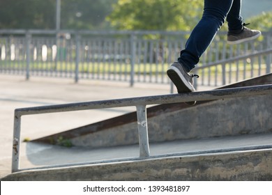 Parkour Jumping On Steel Pipe With Balance