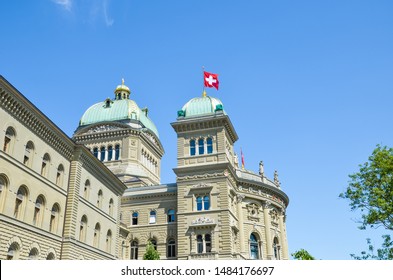 The Parliament Building In Bern, Switzerland. Seat Of The Swiss Parliament. The Swiss Federal Government Headquarters. The National Council And Council Of States Convene For Regular Sessions There