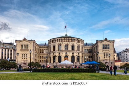 The Parliament Building Storting In Oslo, Norway