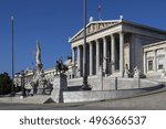 Parliament Buildings in Vienna, Austria. The Austrian Parliament is the bicameral legislature in Austria. It consists of two chambers: the National Council (Nationalrat) and the Federal Council.