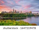 Parliament Hill in Ottawa, Ontario, Canada at Sunset 