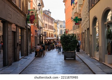 Parma, Italy _ October 04, 2022 Farini Street In The Historic Center Of Parma