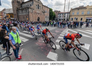 Parma, Italy - May 22, 2019: Giro D'Italia Crosses Parma City Center, Piazzale Santa Croce