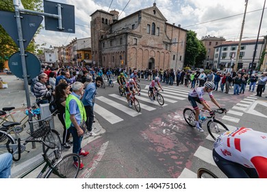 Parma, Italy - May 22, 2019: Giro D'Italia Crosses Parma City Center, Piazzale Santa Croce