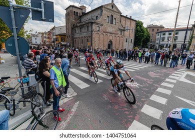 Parma, Italy - May 22, 2019: Giro D'Italia Crosses Parma City Center, Piazzale Santa Croce