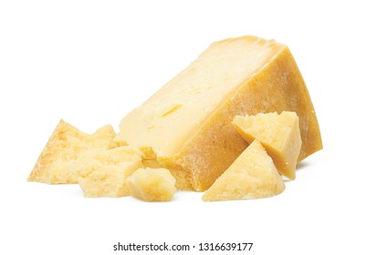 Parmesan cheese isolated on white background - Shutterstock ID 1316639177