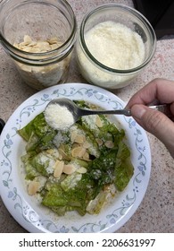 Parmesan Cheese Powder Added To Salad