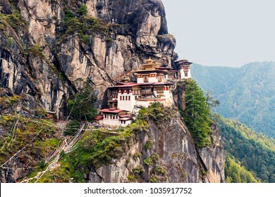 Paro Taktsang: The Tiger's Nest Monastery - Bhutan. Taktsang is the popular name of Taktsang Palphug Monastery, located in the cliffside of Paro valley, in Bhutan. - Powered by Shutterstock