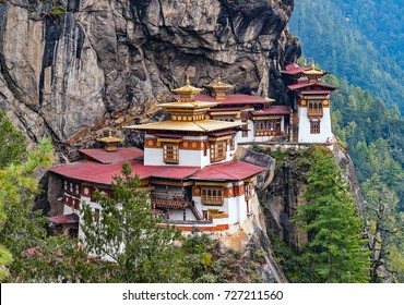 Paro Taktsang: The Tiger's Nest Monastery - Bhutan. Taktsang is the popular name of Taktsang Palphug Monastery, located in the cliffside of Paro valley, in Bhutan. - Powered by Shutterstock