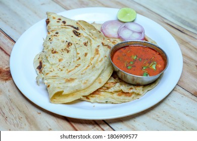 Parotta Indian Bread Food With Curry