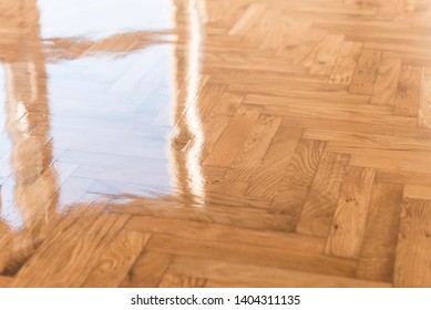 parquet floor with gloss shine. parquetry background.