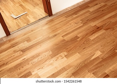 Parquetry, engineered click system oak wood flooring in a freshl