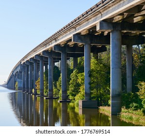 Part Of The 18 Mile Bridge Over The Atchafalaya River Basin