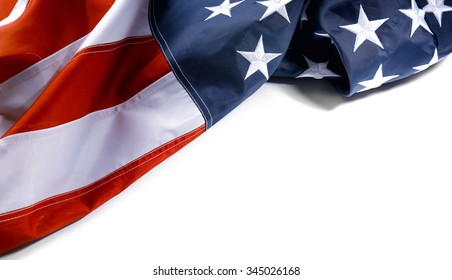 Part of American National Flag isolated on white