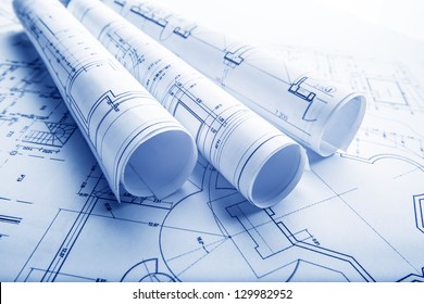 The part of architectural project - Shutterstock ID 129982952