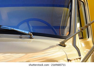 Part Of The Cabin Of A Vintage Truck, Windshield Wipers