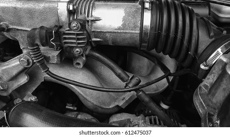 Part of car engine closeup
