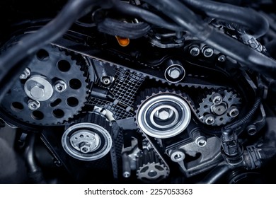 Part of a car motor close-up. Engine repair at a service station - Shutterstock ID 2257053363