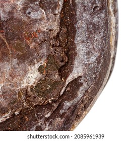 Part Of A Dark Red Stone Isolated On White Background.