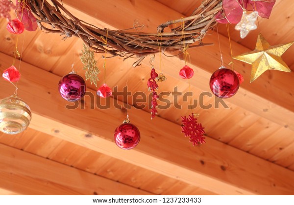 Part Decorated Christmas Wreath Hanging On Stock Photo Edit