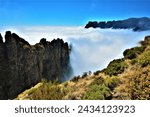 Part of Drakensberg Amphitheatre - geographical feature more than 5 kilometres in length with precipitous cliffs rising 1,220 metres along its entire length (Royal Natal National Park, South Africa)