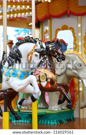 The part of horse carousel on the playground