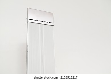 part of Infrared heater on a white background. it is a heating device that transmits thermal energy to the surrounding space using IR radiation.