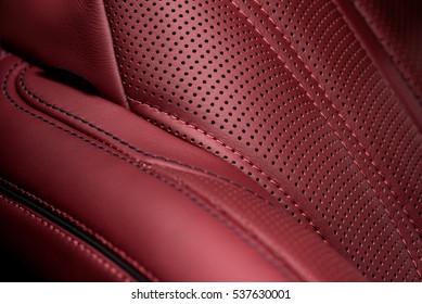 Part of leather car seat. Macro.