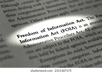 A part in a Legal Business Law textbook referring to the Freedom of Information act, FOIA