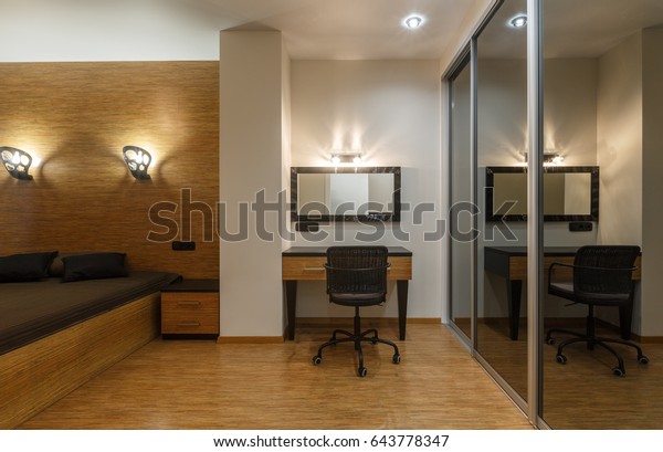 Part Master Bedroom Luxury Apartment Wooden Stock Photo