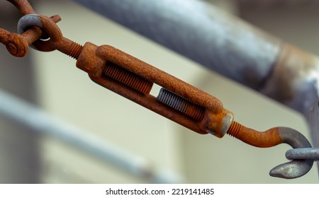 Part Of Metal Fastening Of Rusted Steel Cable Close Up