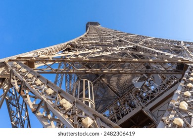 Part of the metallic structure of the eiffel tower seen from below