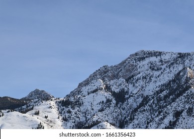 Part of Mount Olympus day after snowstorm in mid winter in, Salt Lake City, Utah, U.S.A.