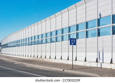 Part Of The Noise Protection Fence Along The Road.