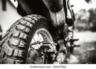 Part Of Offroad Motor Bike, Closeup Shot