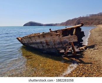 A Part Of The Old Boat After Storm 