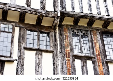 Part Of An Old English Building With Wooden Beams