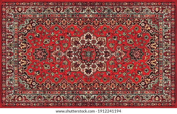 Part\
of Old Red Persian Carpet Texture, abstract\
ornament
