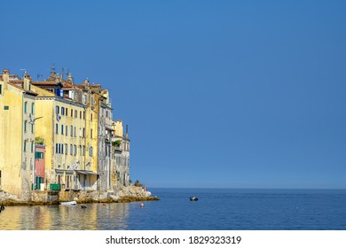 Part of the old town of Rovinj in Crotia and the Adriatic Sea
