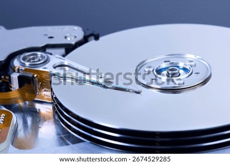 part of a open harddisk, toned image