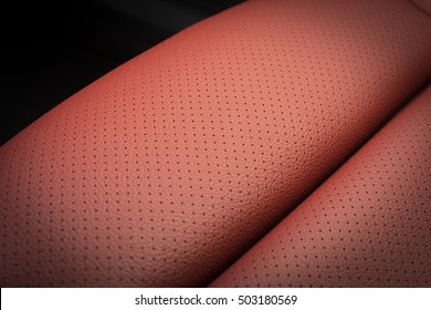 Part Of Red Leather Car Seat