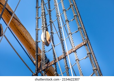 A Part Of The Rig Of The Mayflower Ship In The Harbor Of Plymouth, Massachusetts 