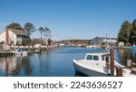 Part of St. Michaels Harbor in historic Saint Michaels, Maryland, in spring. The town