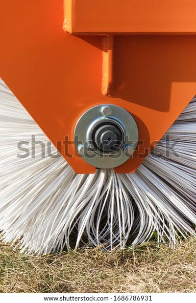 Part of sweeper using for\
cleaning surface in urban or countryside. Modern technology\
concept